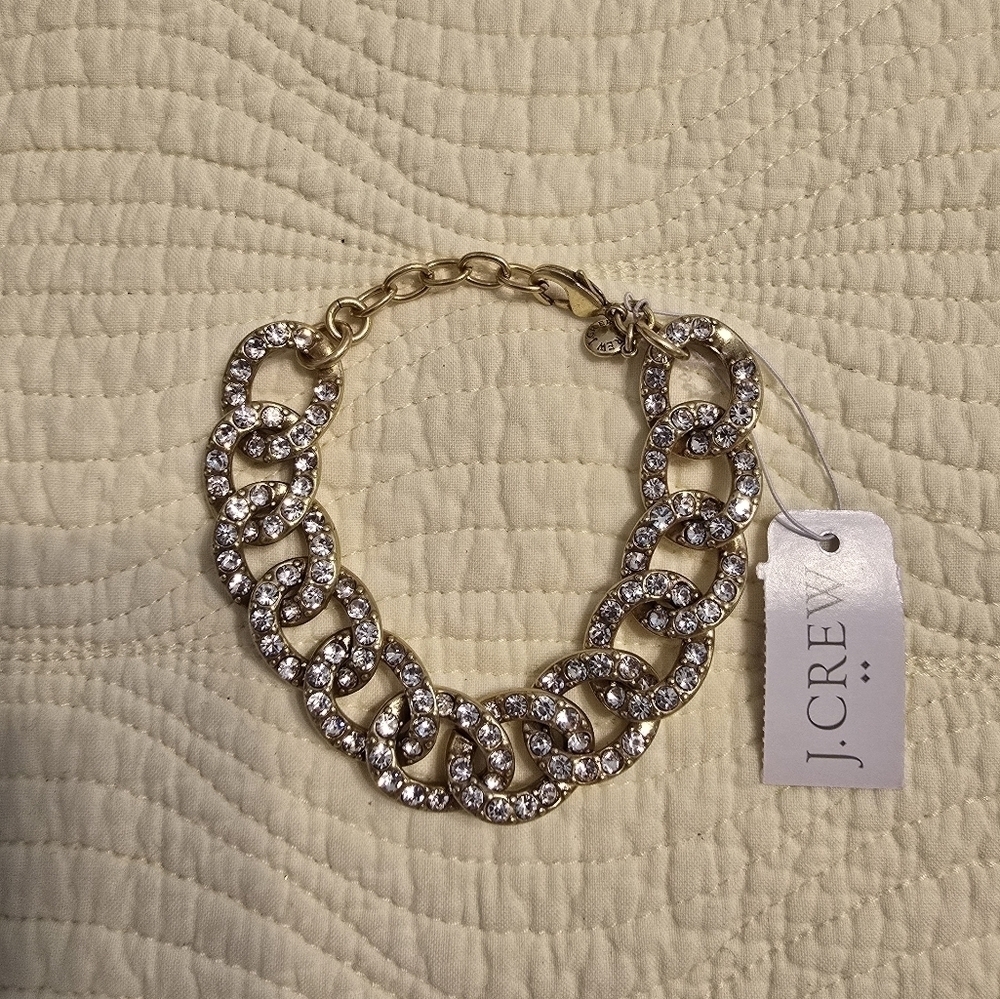 NWT J. Crew Pave Crystal Chain Link Bracelet